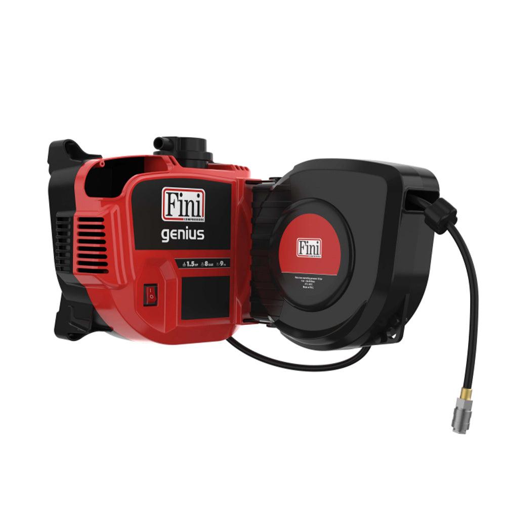 Genius PRO Wall Mounted Compressor With Hose Reel 1.1kW 8 Bar and 2Lt  Receiver