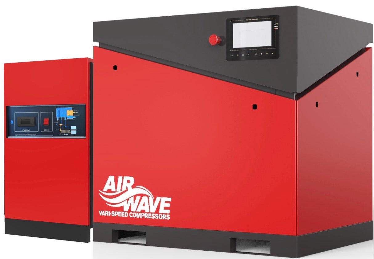 Airwave VARI-Speed, Variable Speed Compressor, 60hp/45Kw-400V, 276 CFM, 6-10 Bar Floor Mounted + Dryer, MK2 - The Compressor Warehouse