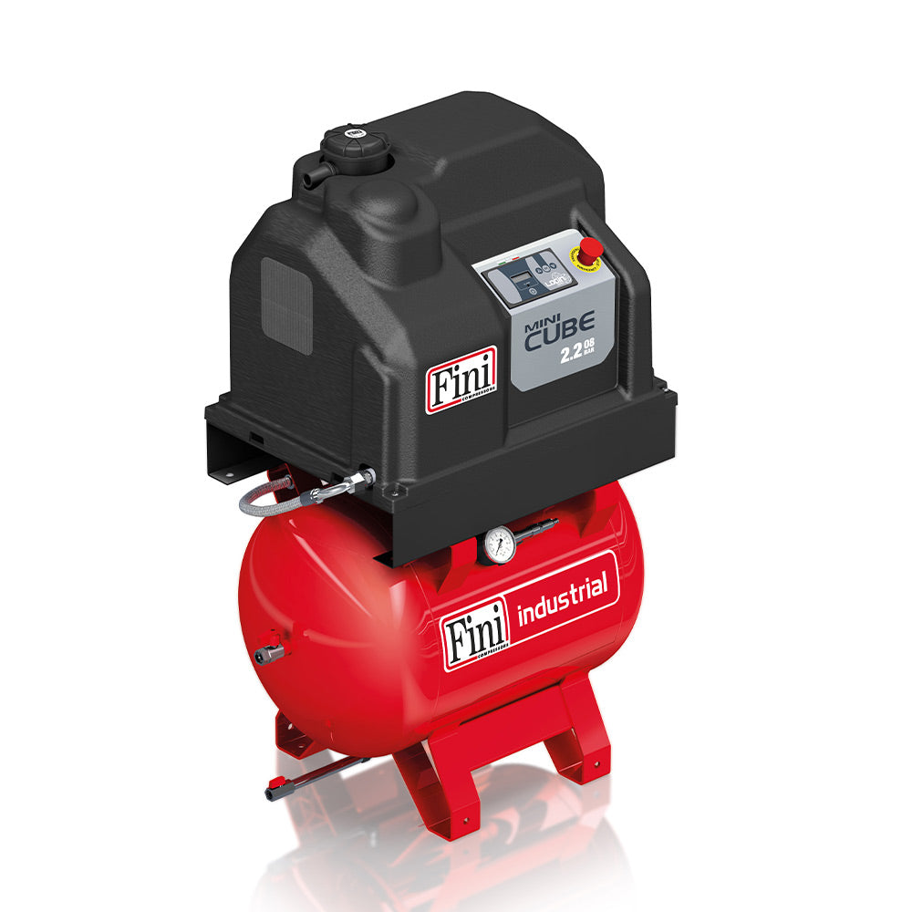 Efficient and Silent FINI MINI CUBE 2.210-90 2.2kW 10 Bar Air Compressor with 90Lt Receiver - Ideal for High Usage 400V (c.f.m. - 9.2, L/min. - 261)