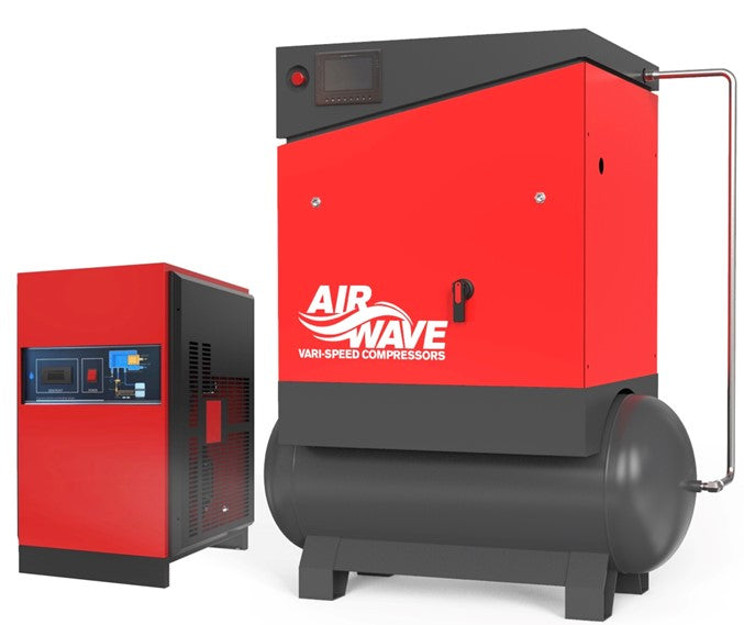 Airwave VARI-Speed, Variable Speed Compressor, 20hp/15Kw-400V, 83 CFM, 6-10 Bar 300L Tank Mounted + Dryer, MK2 - The Compressor Warehouse