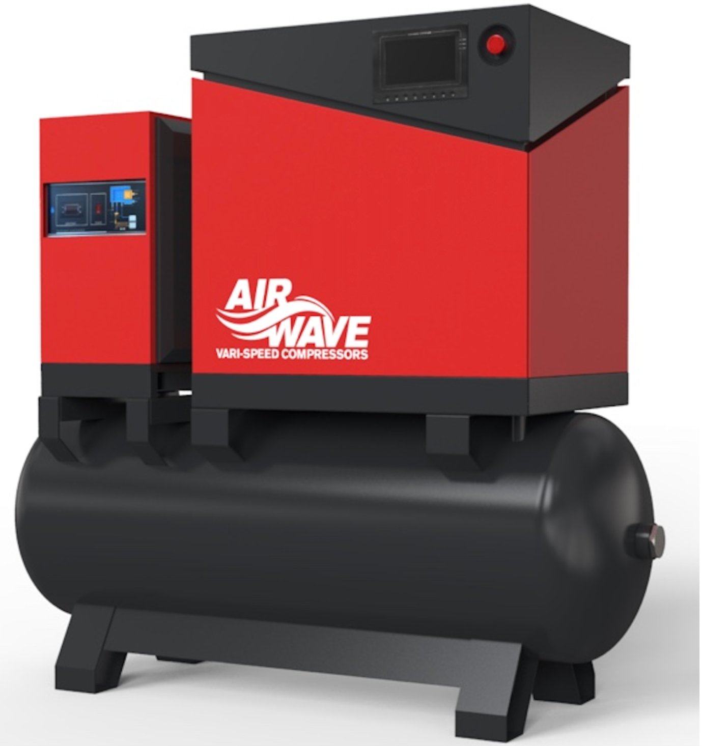 Airwave VARI-Speed, Variable Speed Compressor, 10hp/7.5Kw-400V, 40 CFM, 6-10 Bar 350L Tank Mounted + Dryer. - The Compressor Warehouse